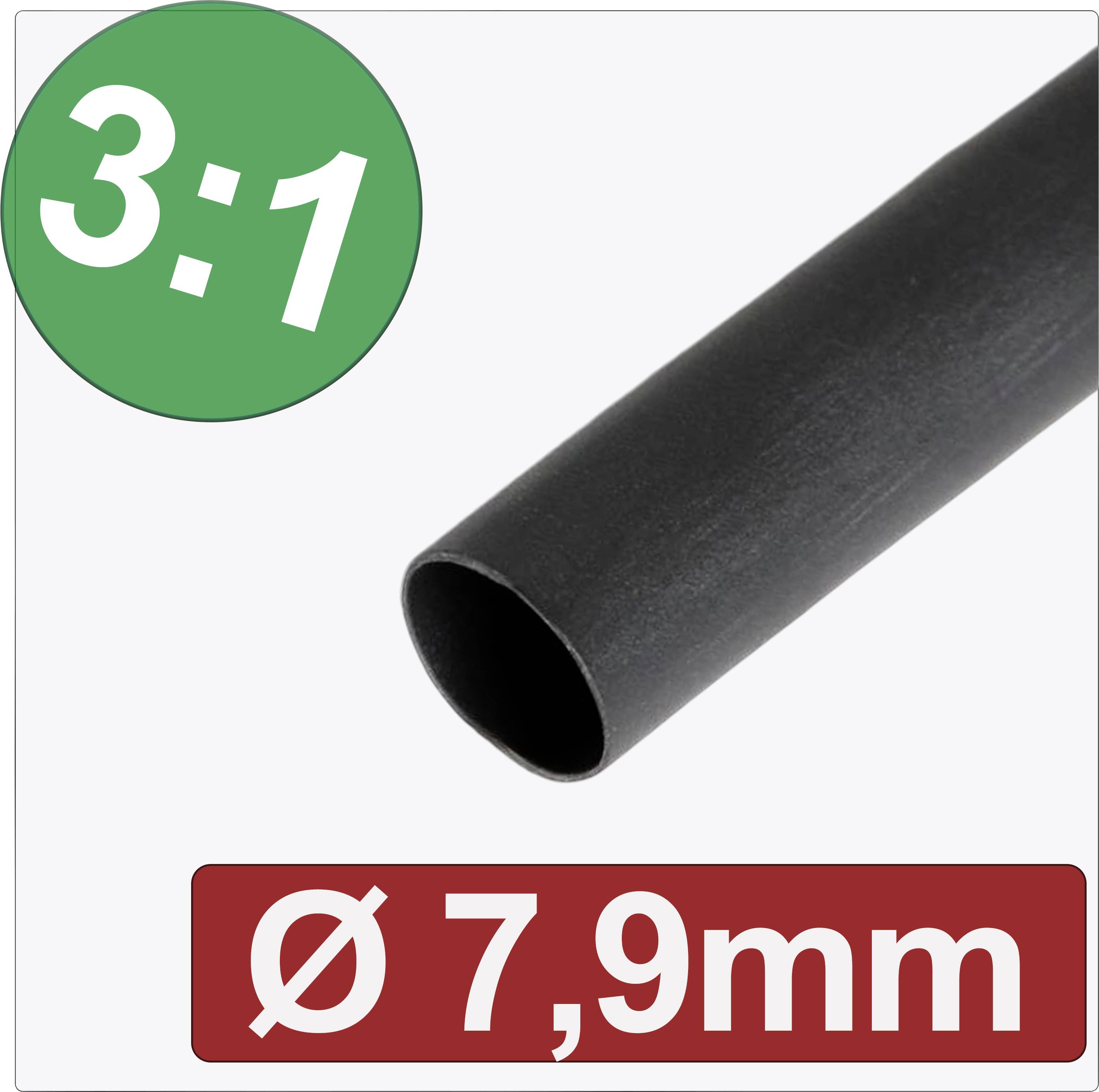 Quadrios 24CA287 Krympslang med lim Svart 7.90 mm 2.63 mm Krympförhållande:3:1 Metervara