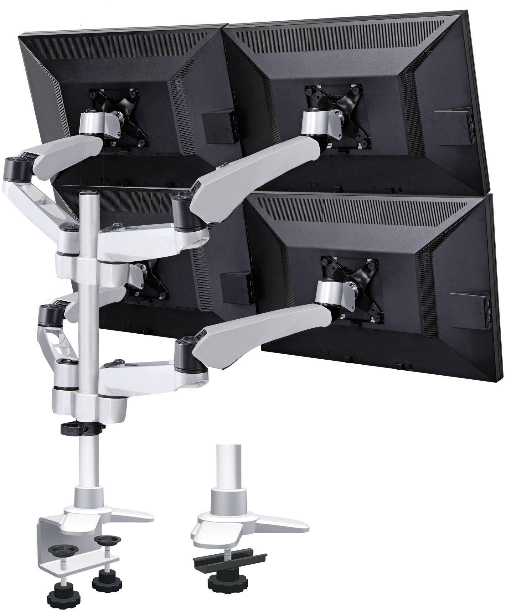 SpeaKa Professional Monitor bordsfäste SP-3957076 Flex 4 Skärm(ar) 25,4 cm (10″) – 68,6 cm (27″) Svart, Silver Justerbar