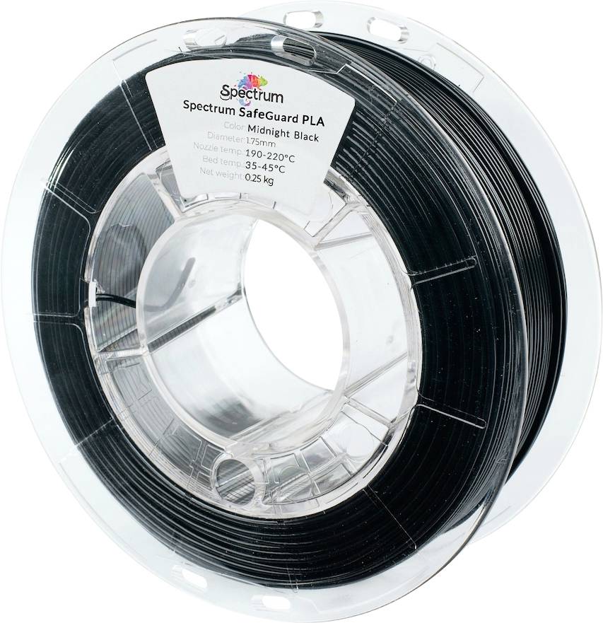 Spectrum Filaments 81552 Safeguard PLA 3D-skrivare Filament PLA-plast Antibakteriell 1.75 mm 250 g Deep Black, Svart 1 s