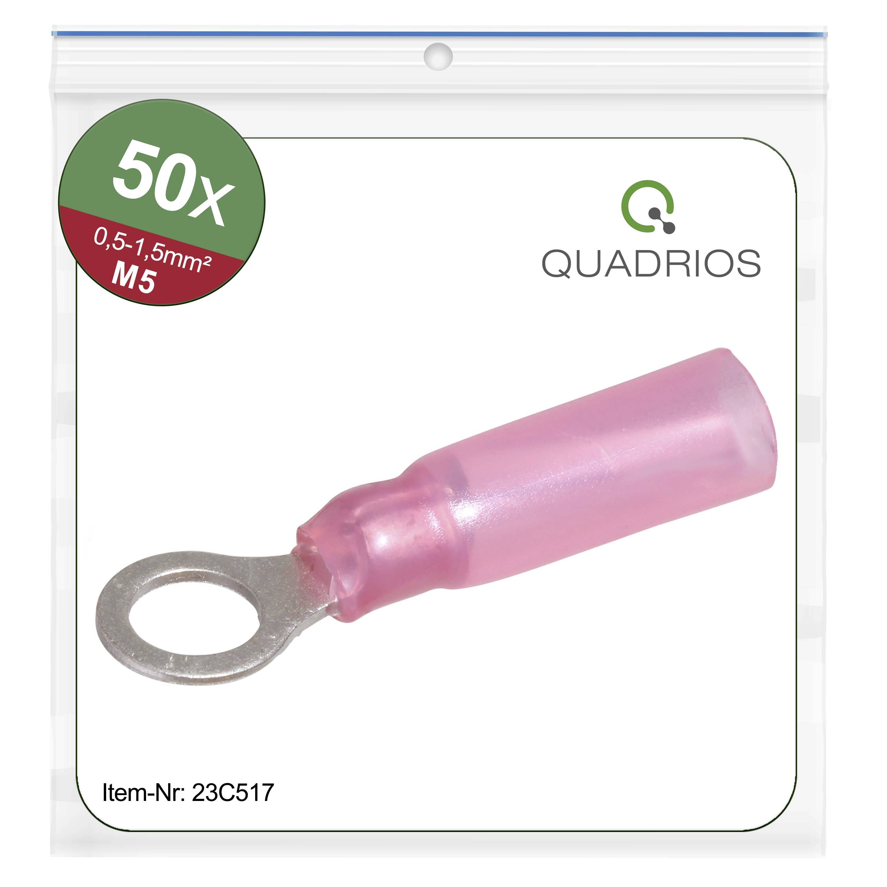 Quadrios 23C517 Ringkabelsko Tvärsnitt (max.)=1.5 mm² Hål-Ø=5.3 mm Delisolerad Röd 50 st