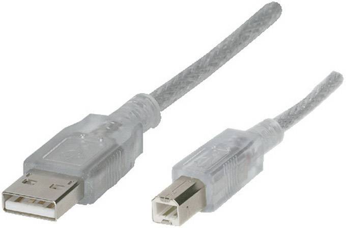 Renkforce USB-kabel USB 2.0 USB-A kontakt, USB-B kontakt 5.00 m Transparent RF-4538146