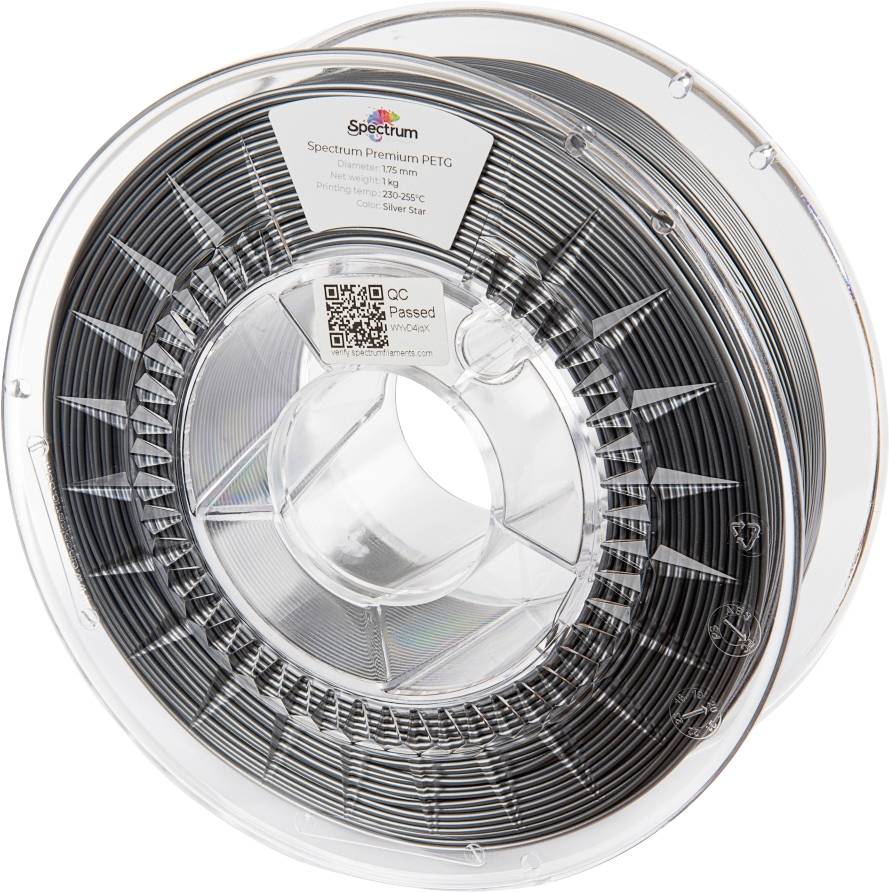 Spectrum Filaments 80062 PET-G Premium 3D-skrivare Filament PETG kemiskt beständig, Slagtålig 1.75 mm 1000 g Silver Star
