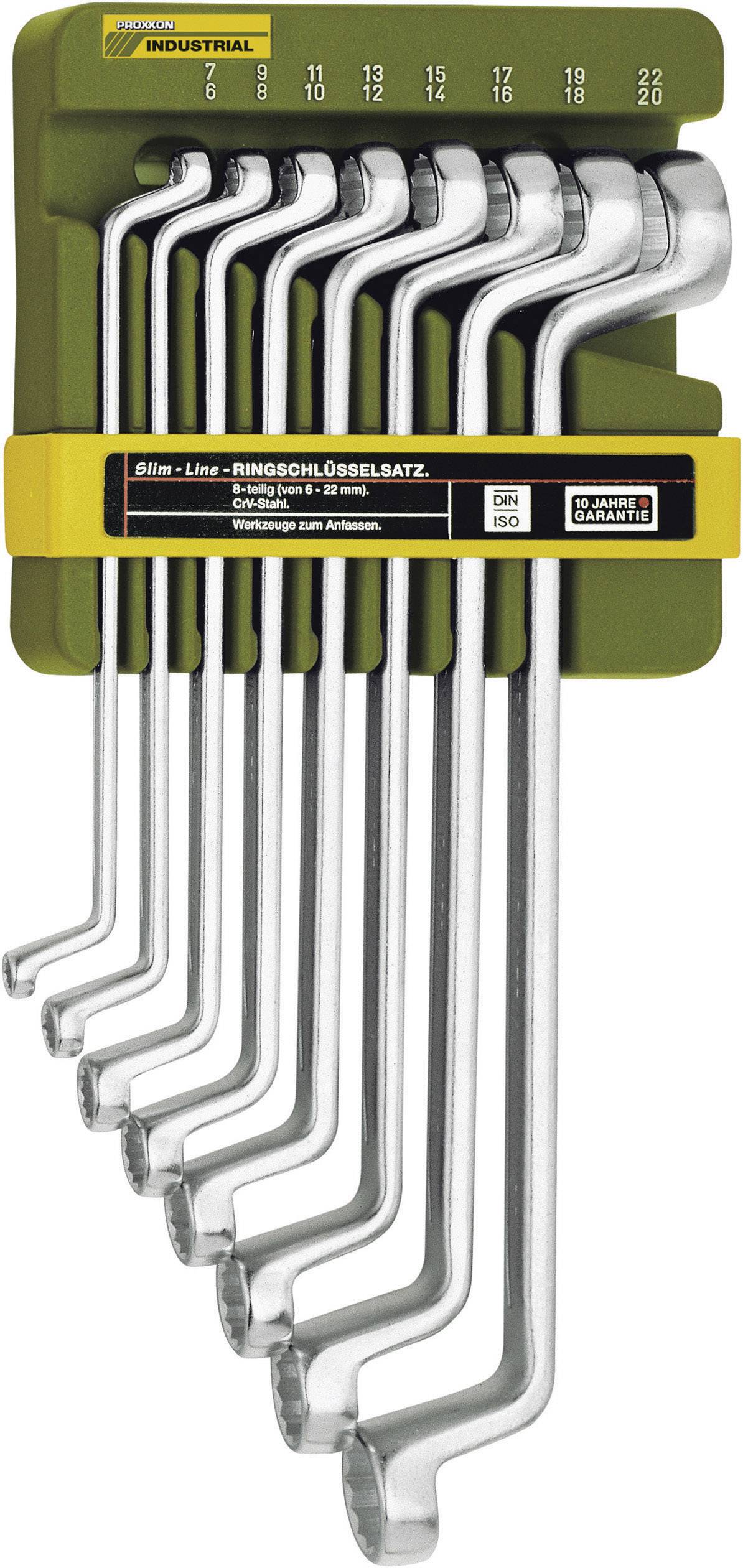 Proxxon Industrial SlimLine 23 810 Dubbelskruvnyckelsats 8 delar 6 – 22 mm DIN 838, DIN ISO 3318