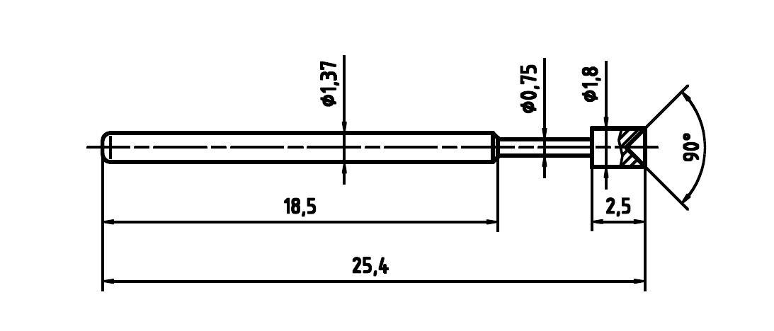 PTR Hartmann 1015-A-0.7N-AU-1.8 Precisionsprovstift
