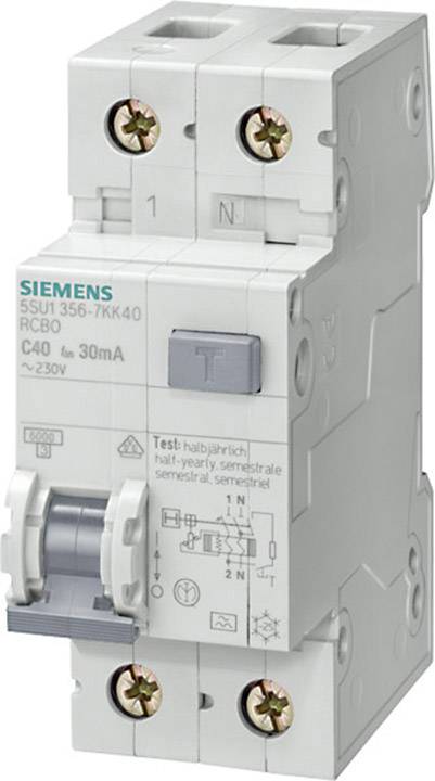 Siemens 5SU16567KK06 Jordfelsbrytare/Säkerhetsbrytare 2-polig 6 A 0.3 A 230 V