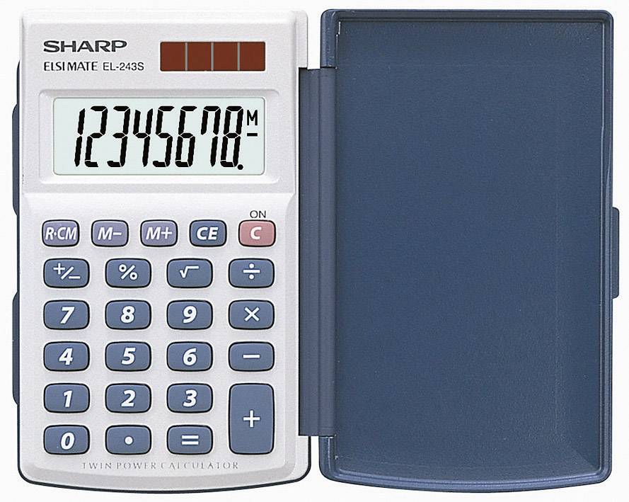 Sharp EL-243 S Miniräknare Vit, Blå Display (ställen): 8 solcell, batteri (B x H x D) 64 x 11 x 105 mm