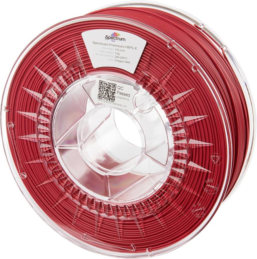 Spectrum Filaments 80077 HIPS-X DRAGON RED 3D-skrivare Filament HIPS, Supportmaterial Slagtålig, Lätt att slipa, Matt 1.