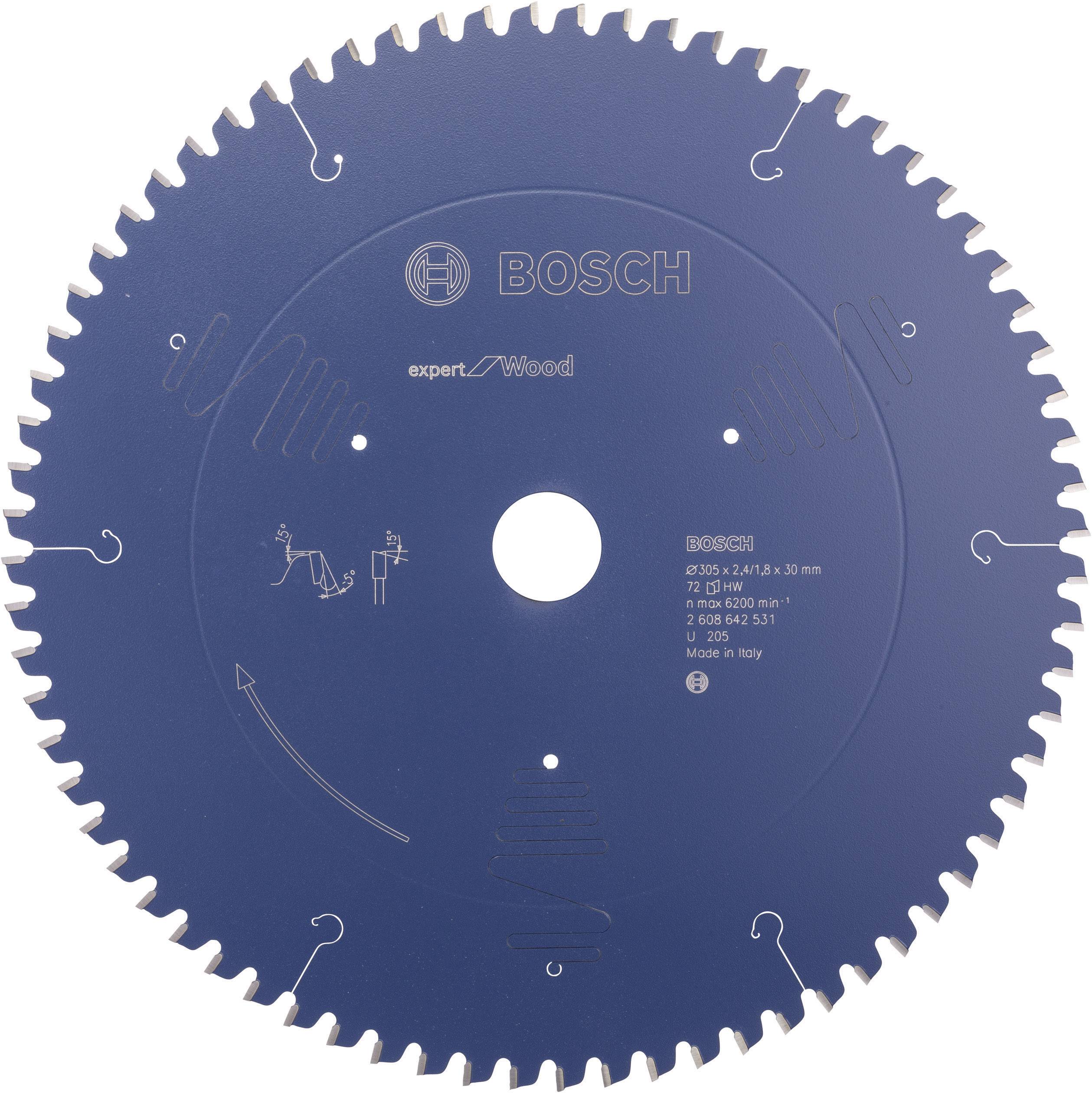Bosch Accessories Expert for Wood 2608642531 Cirkelsågblad 305 x 30 x 2.4 mm Antal tänder (per tum): 72 1 st