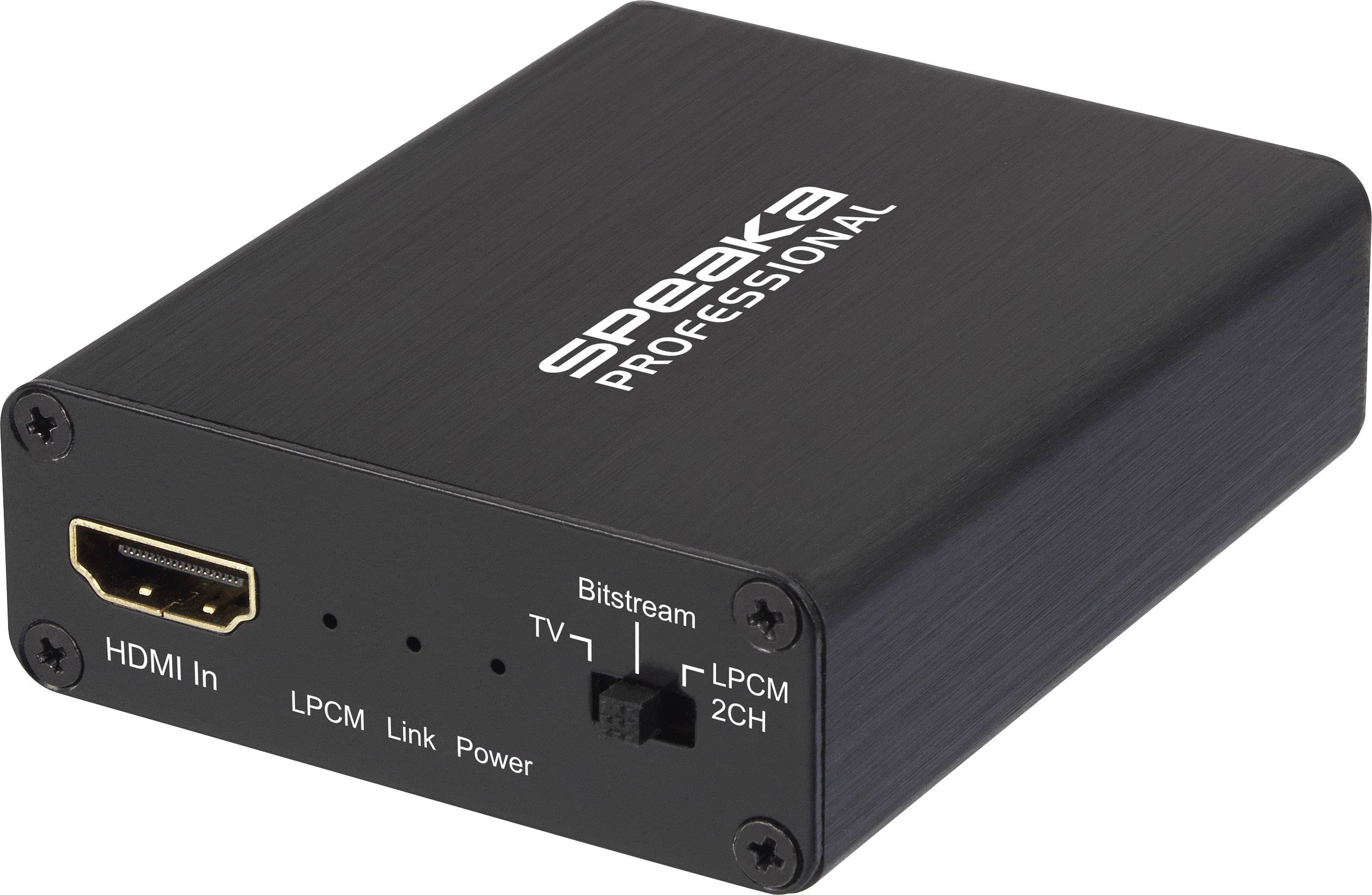 SpeaKa Professional Audio Extraktor SP-AE-H/TC-04v2 [HDMI – HDMI, Toslink, Teleplugg, RCA] 3840 x 2160 Pixel
