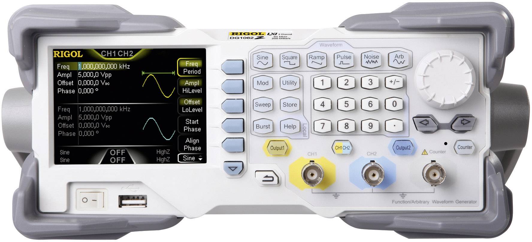 Rigol DG1022Z Funktionsgenerator nätdriven 1 µHz – 25 MHz 2 kanaler Sinus, Fyrkant (value.1376410), Triangel (value.1376